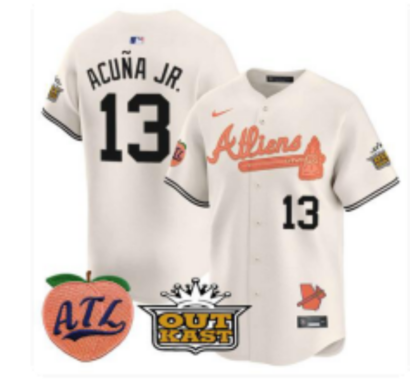 Men Atlanta Braves #13 Acuna jr cream Nike 2025 MLB Jersey 002->atlanta braves->MLB Jersey